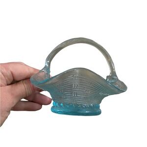 Vintage Westmoreland Blue Glass Basket